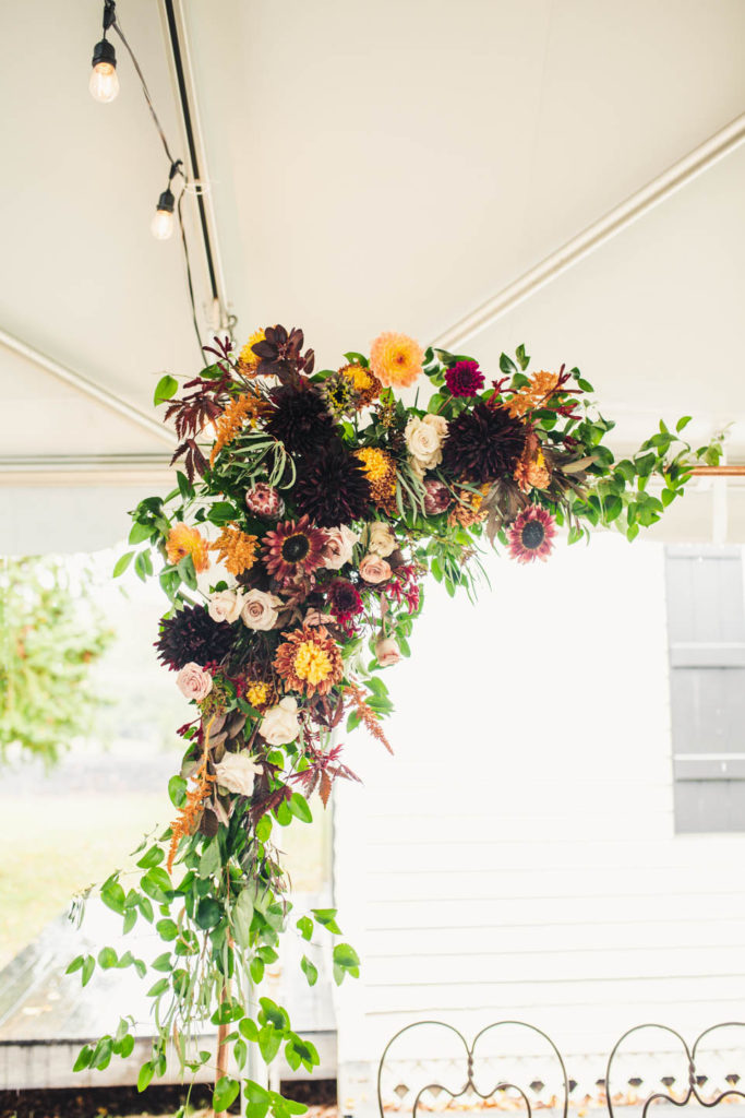 Wedding florals and arbor