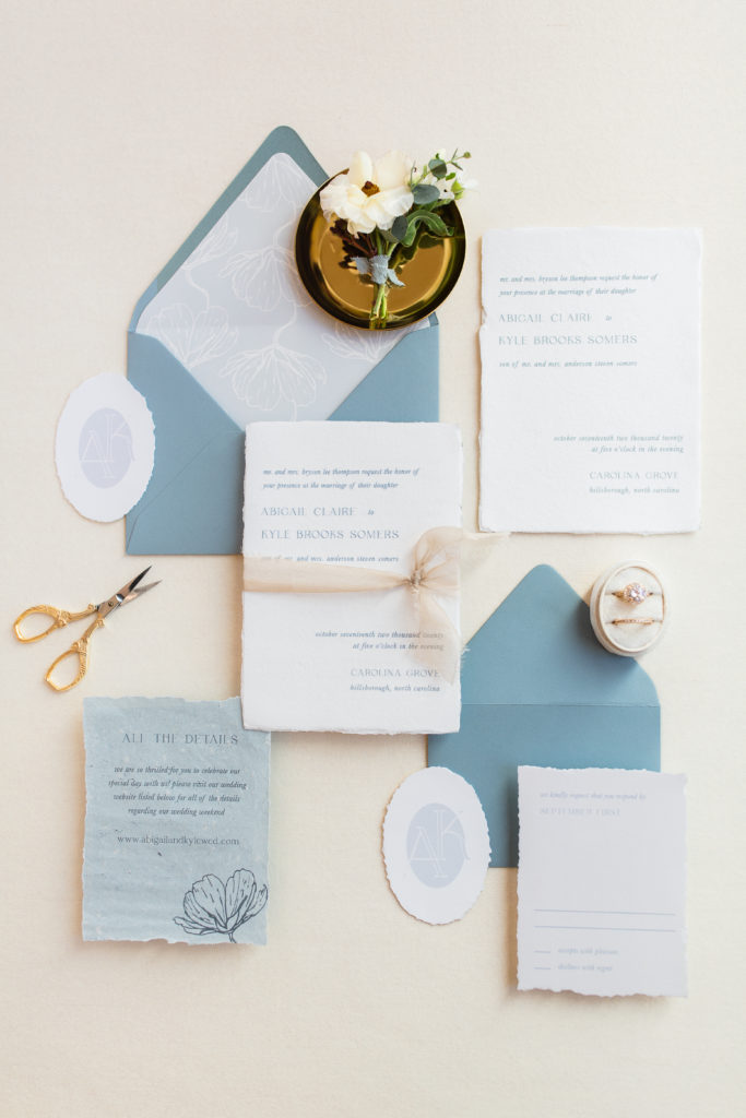 Classic blue wedding invitations