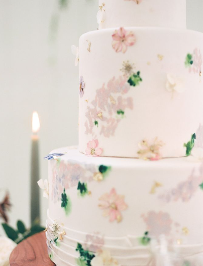 3 tier pressed flower wedding cake